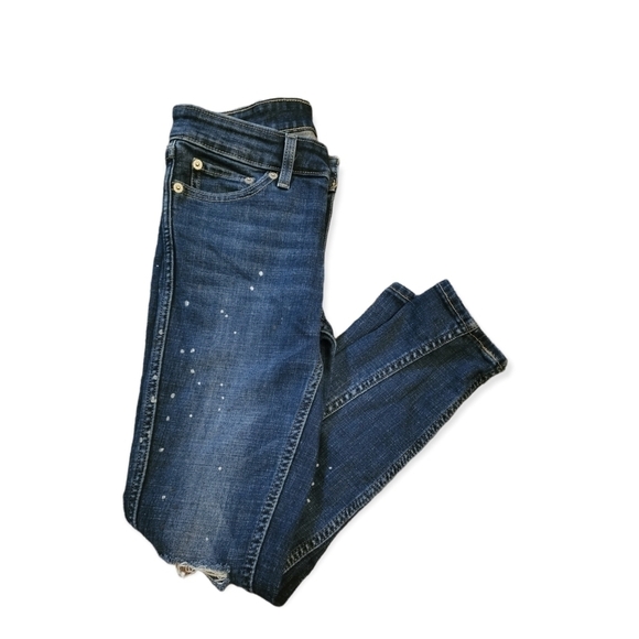Levis skinny jeans sz 27 High Rise Distressed Ankle Jeans paint Splatter - Picture 2 of 6